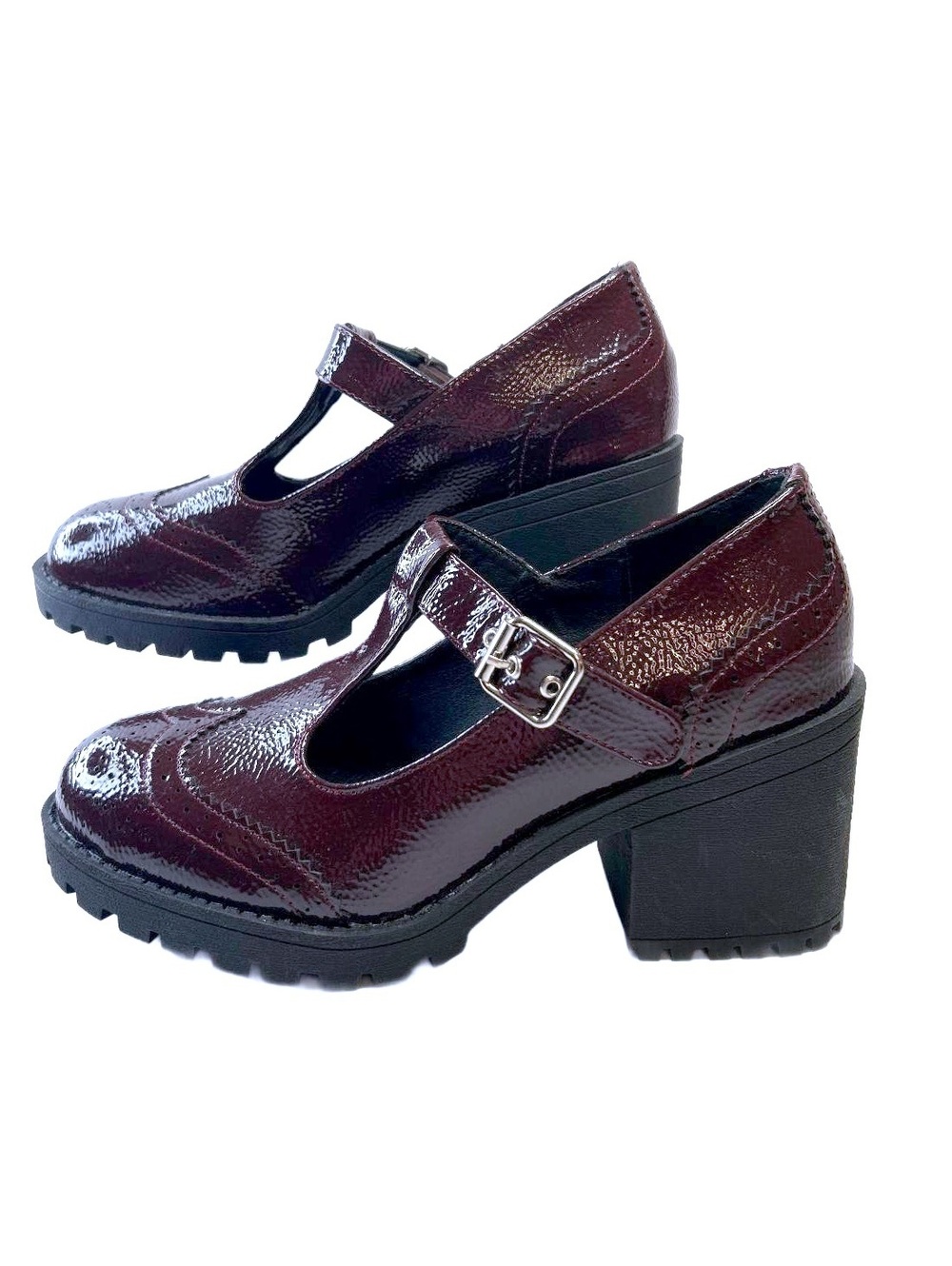 Y2K Burgundy Chunky Platform Buckle Loafers, DL 1990 - Women’s Size 7 - NEW